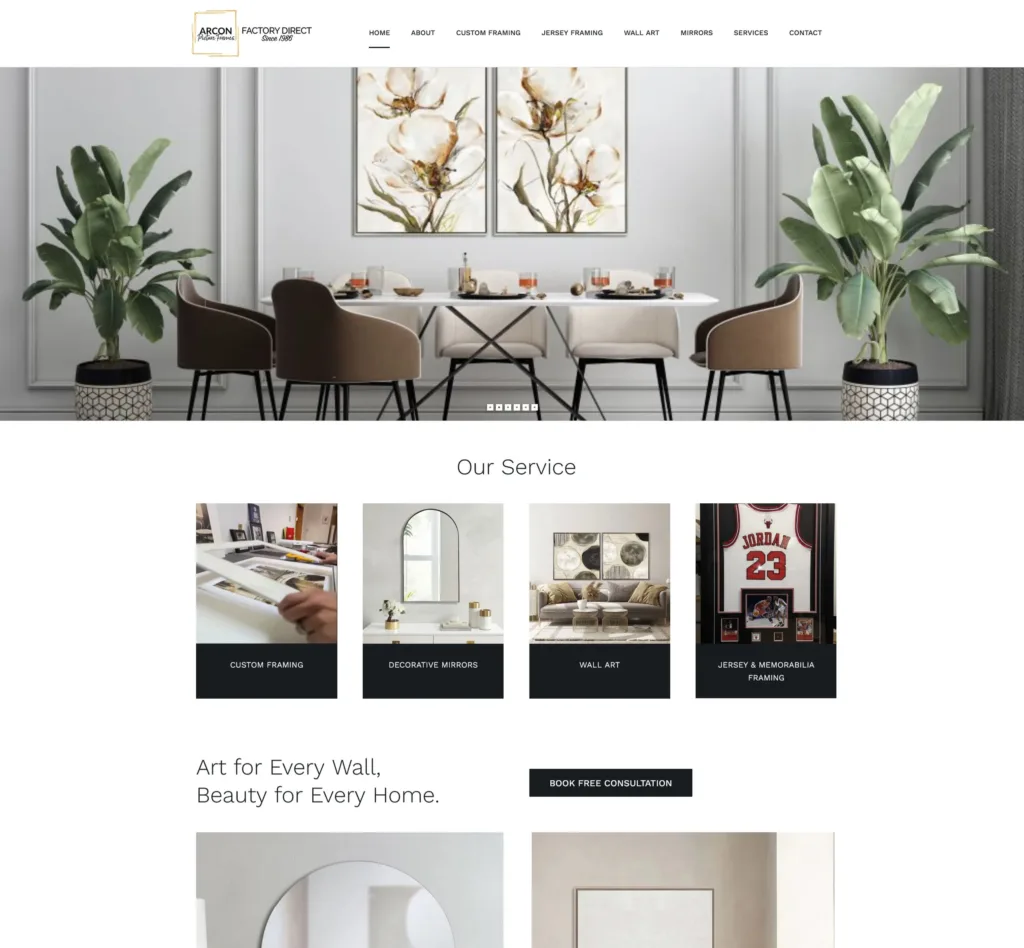 Arcon Picture Frames website