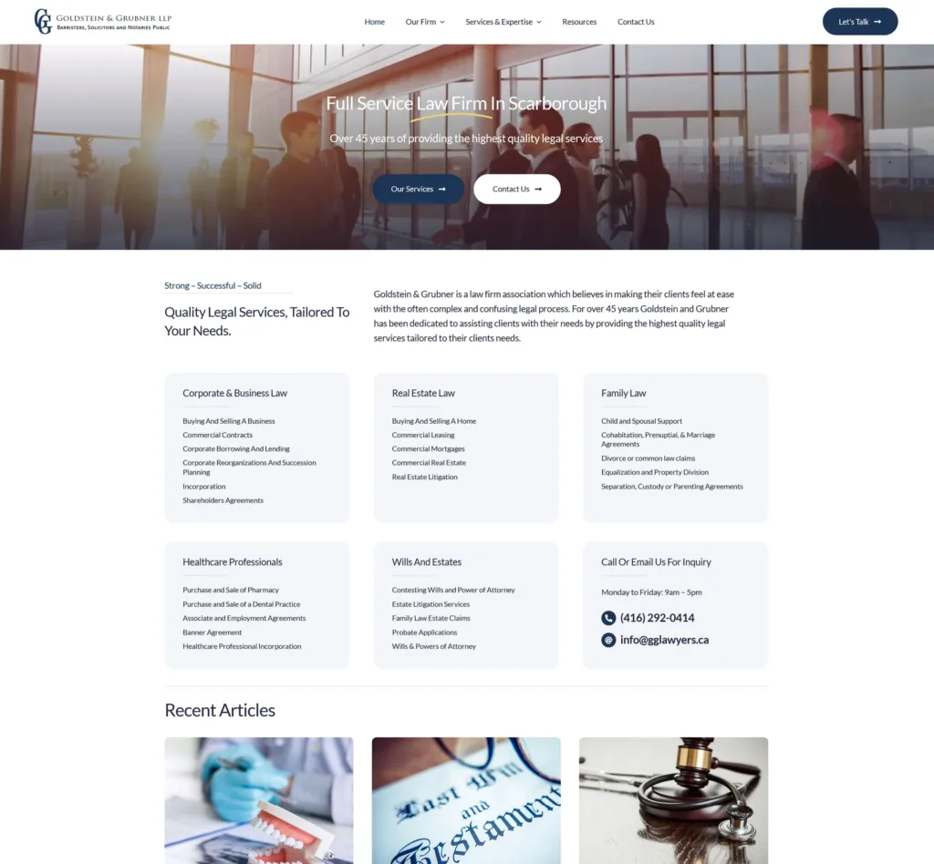 Goldstein & Grubner LLP website